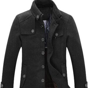 Youhan Men's Fitted Overcoat Cashmere Pea Coat (Large)
